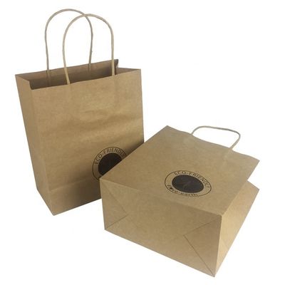 SGS Flexo drukte Bruine Dragende het Winkelen van Kraftpapier Zakken met Handvatten