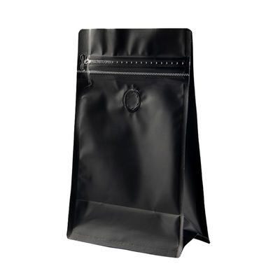 VMPET Resealable Matte Black Coffee Pouch Packaging met Klep Vlakke Bodem
