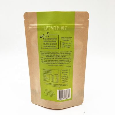 Het Document van Eco Vriendschappelijke Kraftpapier van de Bodemkraftpapier van Ritssluitingszakken 12OZ Vlakke de Koffiezakken met Klep