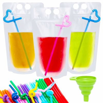 Transparante de Drank Vloeibare Verpakkende Zak van 500ml 750ml met Straw And Handle