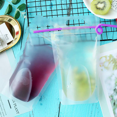 Transparante de Drank Vloeibare Verpakkende Zak van 500ml 750ml met Straw And Handle